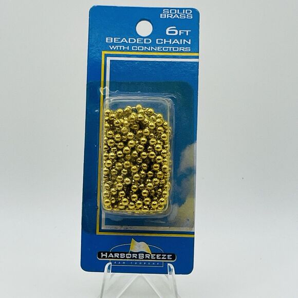 Harbor Bree Beaded Chain For Ceiling Fans & Lighting w/ Connector Solid Brass 6' - Picture 1 of 2